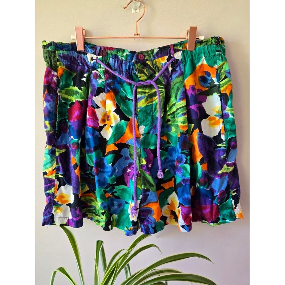 ​🎨 Retro Tropical Vibes! Vintage BOOM Floral Shorts sz small